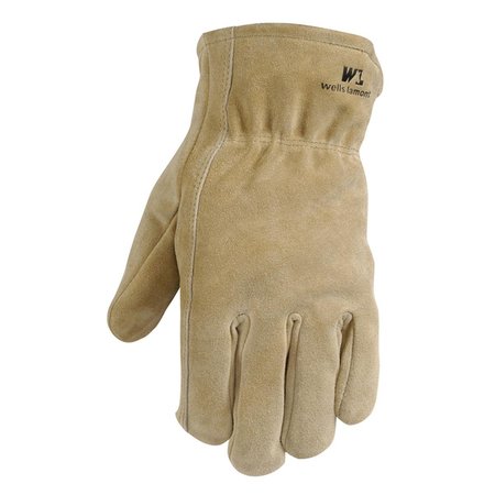 WELLS LAMONT Suede Cowhide Gloves - Brown; Medium 7314156